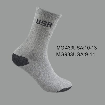 Men’s Cotton Crew Sports Socks, Grey with Black H/T, (1 Dozen,12 Pairs)