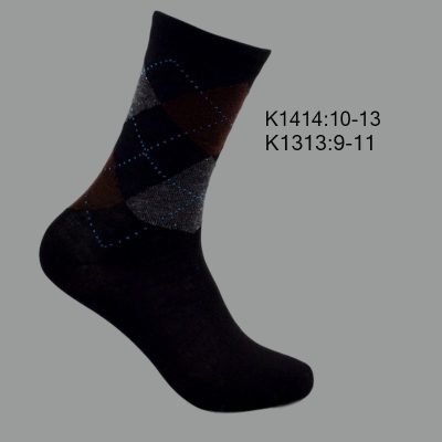 Men’s Cotton Dress Socks, Black with Classic argyle diamond pattern, (1 Dozen, 12 Pairs)