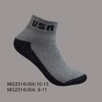 Cotton Ankle Sports Socks, Grey with Black Bottom, Black USA, (1 Dozen, 12 Pairs)