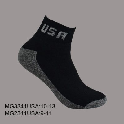 Cotton Ankle Sports Socks, Black with Grey Bottom, USA, (1 Dozen, 12 Pairs)