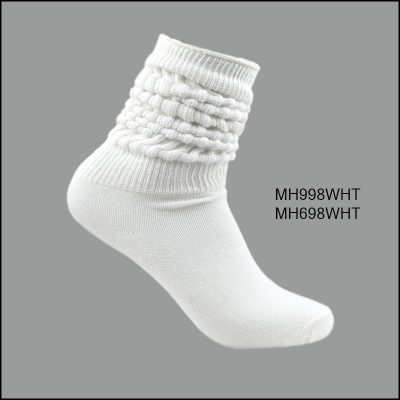 Women’s 100% Cotton Slouch Socks – White,  (1 Dozen, 12 Pairs)