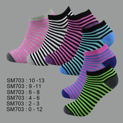 Low Cut Spandex Socks, Designed Striped Pattern , ASST, SM703 (1 Dozen, 12 Pairs)