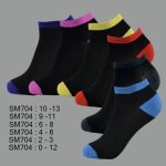 Low Cut Spandex Socks, Black with Multi Color Toe & Heel , ASST, SM704 (1 Dozen, 12 Pairs)