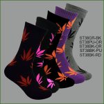 Men's Theme Crew Socks, Multi Color with Multi Color Leaves #1 Pattern, (1 Dozen, 12 Pairs)