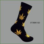 Men's Theme Crew Socks, Black with Multi Color Leaves #3 Pattern, (1 Dozen, 12 Pairs) - Image 2