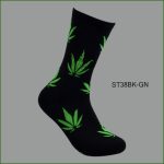 Men's Theme Crew Socks, Black with Multi Color Leaves #3 Pattern, (1 Dozen, 12 Pairs) - Image 3