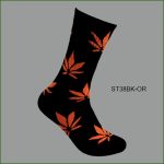 Men's Theme Crew Socks, Multi Color with Multi Color Leaves #1 Pattern, (1 Dozen, 12 Pairs) - Image 2