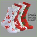 Men's Theme Crew Socks, Multi Color with Multi Color Leaves #2 Pattern, (1 Dozen, 12 Pairs)