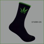 Men's Theme Crew Socks, Black with Multi Color maple leaf Pattern, (1 Dozen, 12 Pairs) - Image 2