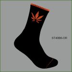 Men's Theme Crew Socks, Black with Multi Color maple leaf Pattern, (1 Dozen, 12 Pairs) - Image 3