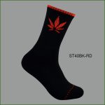 Men's Theme Crew Socks, Black with Multi Color maple leaf Pattern, (1 Dozen, 12 Pairs) - Image 4