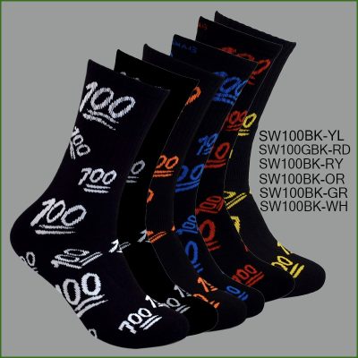 Men's Theme Crew Socks, Black with Multi Color 100 #1 Pattern, (1 Dozen, 12 Pairs)