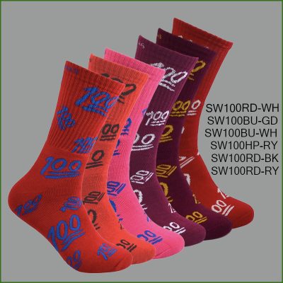 Men's Theme Crew Socks, Red collection with Multi Color 100 Pattern, (1 Dozen, 12 Pairs)