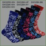 Men's Theme Crew Socks, Black with Blue Stem Mystery Design, (1 Dozen, 12 Pairs)