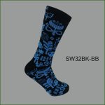 Men's Theme Crew Socks, Black with Blue Stem Mystery Design, (1 Dozen, 12 Pairs) - Image 2