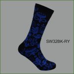 Men's Theme Crew Socks, Black with Blue Stem Mystery Design, (1 Dozen, 12 Pairs) - Image 4