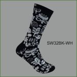 Men's Theme Crew Socks, Black with Blue Stem Mystery Design, (1 Dozen, 12 Pairs) - Image 5