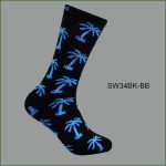 Men's Theme Crew Socks, Black with Multi Color Palm-Tree Pattern, (1 Dozen, 12 Pairs) - Image 2