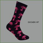 Men's Theme Crew Socks, Black with Multi Color Palm-Tree Pattern, (1 Dozen, 12 Pairs) - Image 3