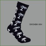 Men's Theme Crew Socks, Black with Multi Color Palm-Tree Pattern, (1 Dozen, 12 Pairs) - Image 4