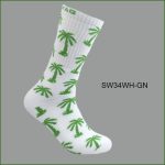 Men's Theme Crew Socks, Black with Multi Color Palm-Tree Pattern, (1 Dozen, 12 Pairs) - Image 6