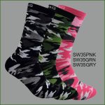 Men's Theme Crew Socks, Black with Multi Color Military Pattern, (1 Dozen, 12 Pairs)