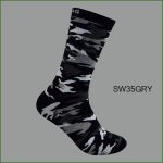 Men's Theme Crew Socks, Black with Multi Color Military Pattern, (1 Dozen, 12 Pairs) - Image 3