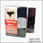 Men’s Bikini Briefs, 100% Cotton Fabric, Assorted Solid Color Designs, 3 Pieces Pack, (1 Dozen, 12 Pieces) - Image 2