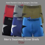 Men's Seamless Boxer Briefs, One Size, Star Design, Multi Color Asst , (1 Dozen, 12 pieces)