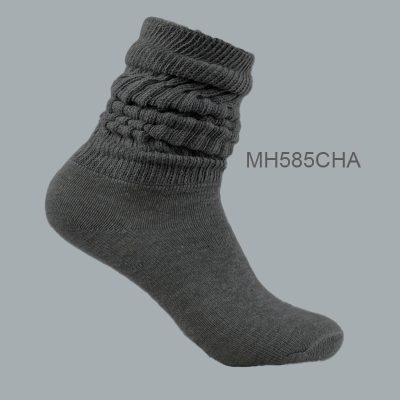 Women’s 100% Cotton Heavy Slouch Socks  – CHARCOAL,  (1 Dozen, 12 Pairs)
