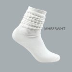 Women’s 100% Cotton Heavy Slouch Socks  – WHITE,  (1 Dozen, 12 Pairs)
