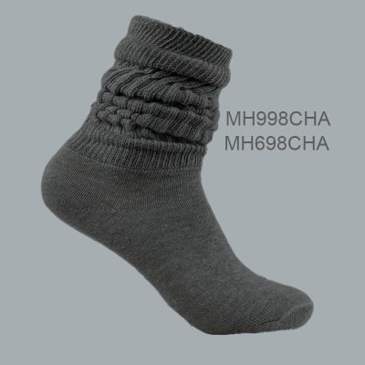 Women’s 100% Cotton Slouch Socks – CHACOAL,  (1 Dozen, 12 Pairs).