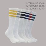 Unisex All Age Tube Socks, 100% Pure Cotton, Solid White Color, Color Stripe, 3 Pieces Pack, (1 Dozen, 12 Pieces)