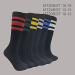 Unisex All Age Tube Socks, 100% Pure Cotton, Solid Black Color, Color Stripe, 3 Pieces Pack, (1 Dozen, 12 Pieces) (Copy)