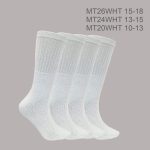 Unisex All Age Tube Socks, 100% Pure Cotton, Solid White Color, 3 Pieces Pack, (1 Dozen, 12 Pieces)