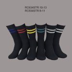 Men’s Cotton Crew Socks, Black with Multiple Colors, ASST Color (Minimum 1 Dozen, 12 Pairs)