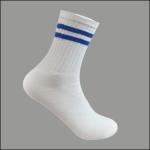 Men’s Cotton Crew Sports Socks, White with Multi Color Stripe, (1 Dozen, 12 Pairs) - Image 3