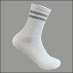 Men’s Cotton Crew Sports Socks, White with Multi Color Stripe, (1 Dozen, 12 Pairs) - Image 4
