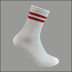 Men’s Cotton Crew Sports Socks, White with Multi Color Stripe, (1 Dozen, 12 Pairs) - Image 5