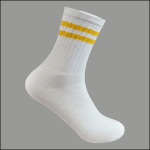 Men’s Cotton Crew Sports Socks, White with Multi Color Stripe, (1 Dozen, 12 Pairs) - Image 6