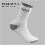 Men’s Cotton Crew Sports Socks, White with Grey H/T, USA, Grey Stripe, (1 Dozen, 12 Pairs)