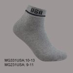 Cotton Ankle Sports Socks, Grey with Black USA, Stripe , (1 Dozen, 12 Pairs)