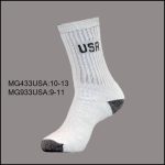 Men’s Cotton Crew Sports Socks, White with Black H/T, USA, (1 Dozen, 12 Pairs)