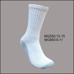 Men’s Cotton Crew Sports Socks, White with Grey Bottom, (1 Dozen, 12 Pairs)