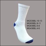 All Age Cotton Crew Sports Socks, White with Blue H/T, (1 Dozen, 12 Pairs)