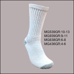 All Age Cotton Crew Sports Socks, White with Grey H/T,(1 Dozen, 12 Pairs)