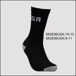 Cotton Crew Sports Socks, Black with USA and Grey H/T, (1 Dozen, 12 Pairs)