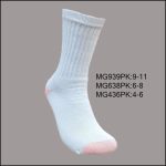 All Age Cotton Crew Sports Socks,  White with Pink H/T, (1 Dozen, 12 Pairs)