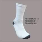All Age Cotton Crew Sports Socks,  White with Black H/T, (1 Dozen, 12 Pairs)