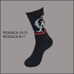 Men’s Cotton Crew Sports Socks, Black with CA, Red Stripe, (1 Dozen, 12 Pairs)
